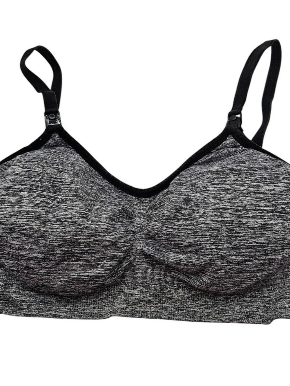 Motherhood Maternity Womens Sz L Gray and Black Nursing Bra Lightly Padded